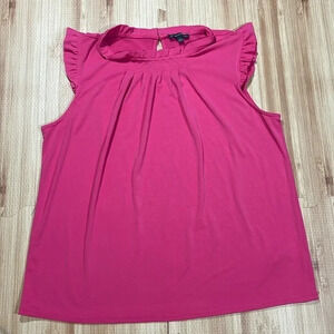 Adrianna Papell Pink Flutter Sleeve Shirt Women's Size Large